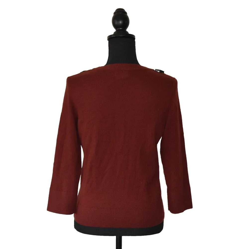 B0 Auth KATE SPADE Burgundy Wool/Cashmere Tiered Crystal & Bead Cardigan Size M